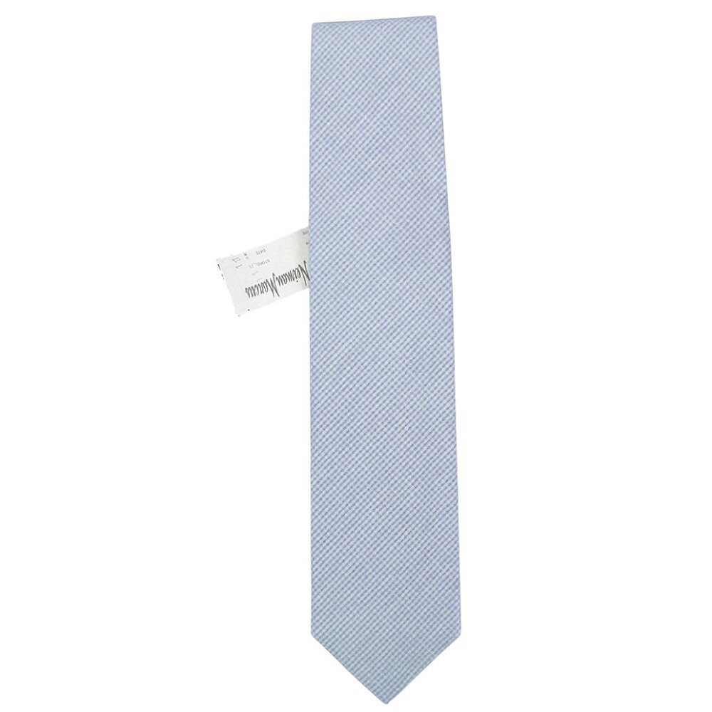 NEW Handsome Neiman Marcus Cotton Tie!  Blue & White Gingham Plaid  Made in USA